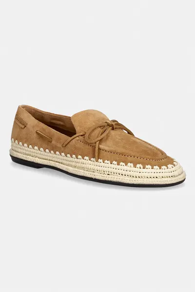 Tory Burch espadrile pentru femei din piele întoarsă The Raffia Boaty