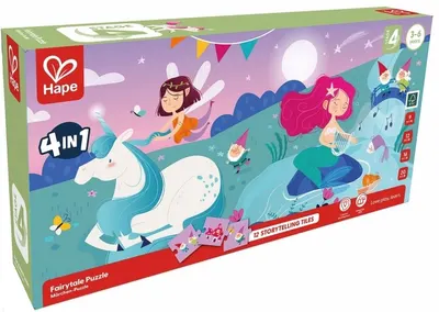 Puzzle educațional 4 în 1 Hape International - Țară de poveste