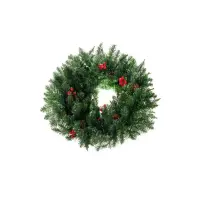 Coronita de Craciun pentru usa, conuri si fructe rosii, diametru 60 cm, verde