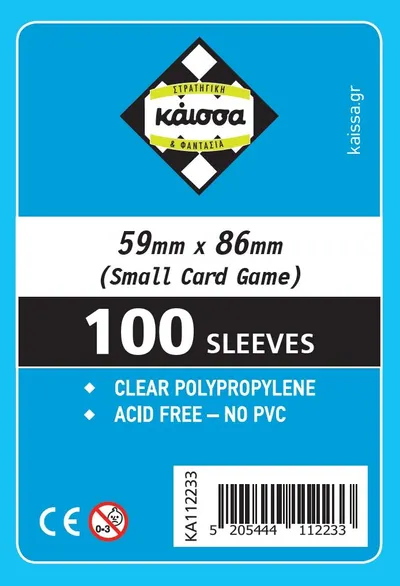 Protecții pentru cărți de joc Kaissa Sleeves 59 x 86 mm (Small Card Game) - 100 buc.