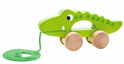 Jucarie de lemn de tras Tooky Toy - Crocodil