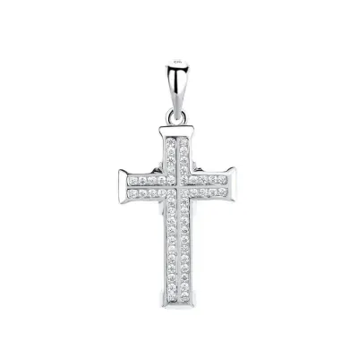 Pandantiv argint 925, JW1275, model cruce, placat cu rodiu