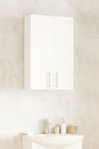 Dulap baie suspendat VERONA, front MDF, 2 usi, alb, 45x21.5x68 cm