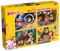 Puzzle cu două fețe Lisciani pentru colorare 4 х 48 piese - Masha și Ursul