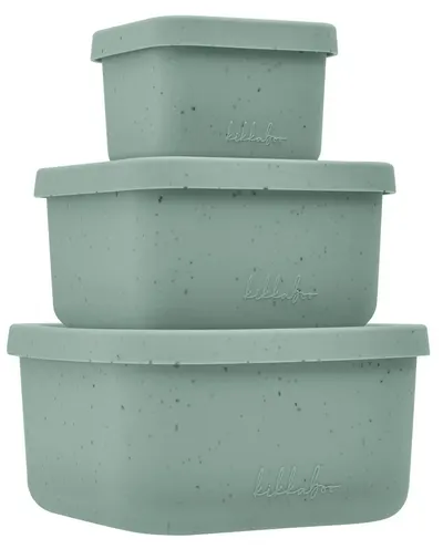 Set cutii pentru mâncare KikkaBoo Platinum Silicone - Sage, 3 buc