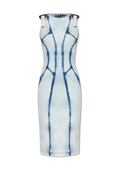 Rochie midi cu închidere prin fermoar la spate - Albastru