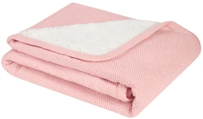 Pătură tricotată din bumbac KikkaBoo - Dream Big Pink, 75 х 100 cm