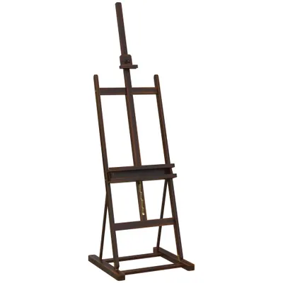 HOMCOM Șevalet pentru Pictori Reglabil din Lemn de Fag cu Compartiment, 53x50,5x171-230cm | Aosom Romania