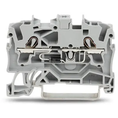 Component terminal block; 2-conductor; with diode 1N4007; anode, left side; for DIN-rail 35 x 15 and 35 x 7.5; 2.5 mm²; Push-in CAGE CLAMP®; 2,50 mm²; gray