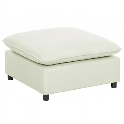 HOMCOM Taburet pentru picioare Ottoman din stofă modernă cu picioare din plastic pentru living și dormitor, 75 cm, crem | Aosom Romania