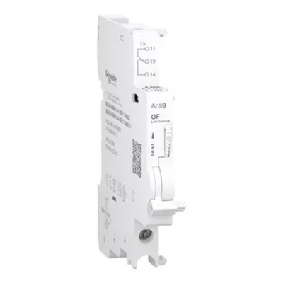 Acti9 A9N, Contact auxiliar nivel scazut, OF, 1 C/O, 2mA-100mA, 24-250V C.A., 24-220V C.C., conexiune pe jos