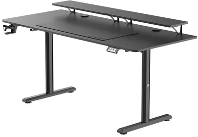 Birou de gaming Ultradesk - Highlander XXL, 72-117 cm, negru