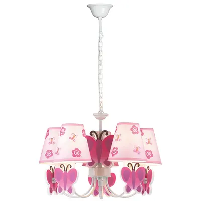 Lustra Pink Butterfly Multicolor 5xE14 40W