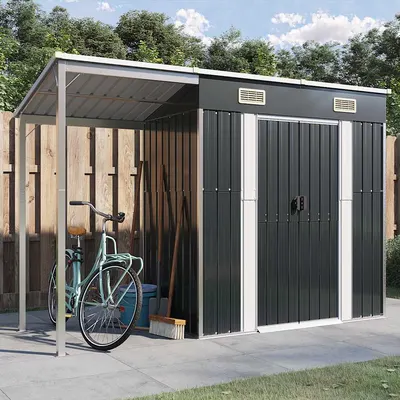 vidaXL Șopron grădină acoperiș extins, antracit 277x107x181 cm, oțel