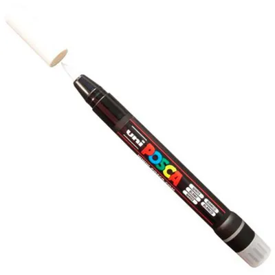 Marker permanent Uniball Posca pe baza de apa - Alb