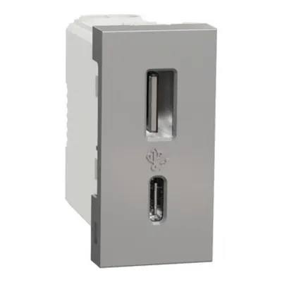 Noua Unica, Priza USB 1m tip A+C (15W), aluminiu