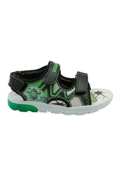 Sandale cu velcro si LED - Verde/Negru