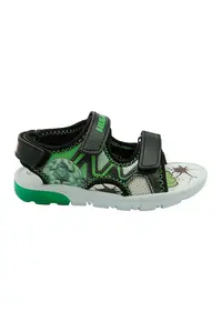 Sandale cu velcro si LED - Verde/Negru