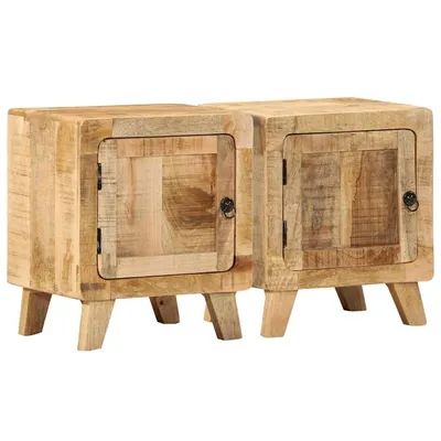 Gossi noptiera 2 buc 40x32x46 cm lemn masiv mango brut
