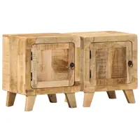 Gossi noptiera 2 buc 40x32x46 cm lemn masiv mango brut