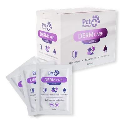 VetFood, DermCare Wipes, servetele umede antibacteriene, 20 buc