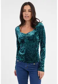Bluza catifelata regular fit - Verde persan
