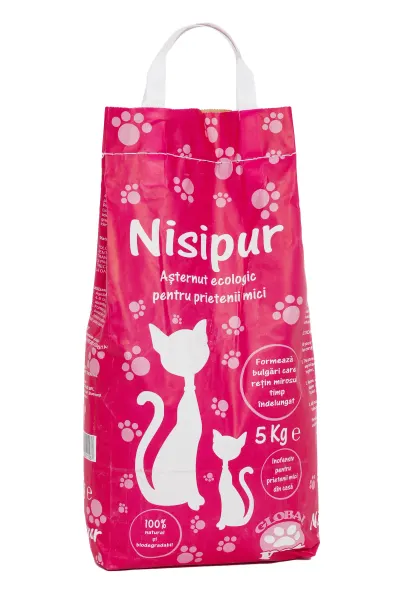 Asternut igienic natural, nisip pentru pisici, Nisipur, bentonita, 5 kg