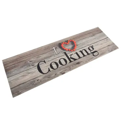 vidaXL Covor de bucătărie lavabil Cooking, gri, 60x180 cm, catifea