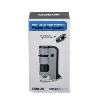 Microscop portabil cu LED si UV, Carson, cu adaptor de smartphone, marire 100-250x, MicroFlip