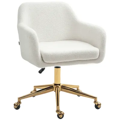 HOMCOM Scaun de birou fotoliu de birou cu role înălțime reglabilă șezut pivotant la 360° 60 x 61 x 79-88 cm crem | Aosom Romania