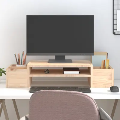 Gossi suport pentru monitor, 70x27,5x15 cm, lemn masiv de pin