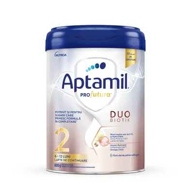 Lapte praf ProFutura 2 Duo Biotik, 6 - 12 luni, 800 g, Aptamil