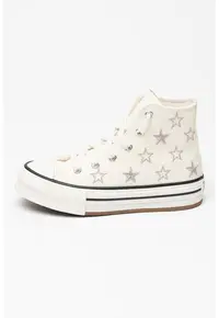 Tenisi high-top Chuck Taylor All Star cu stele - Crem