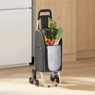 vidaXL Carucior de cumpărături Negru 39,5 x 33 x 93 cm Tafeta Oxford