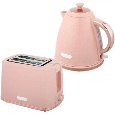 HOMCOM Set fierbător și prăjitor, fierbător rapid 1,7 L 2200 W cu oprire automată și prăjitor pentru 2 felii cu tavă pentru firimituri, Roz | Aosom Romania