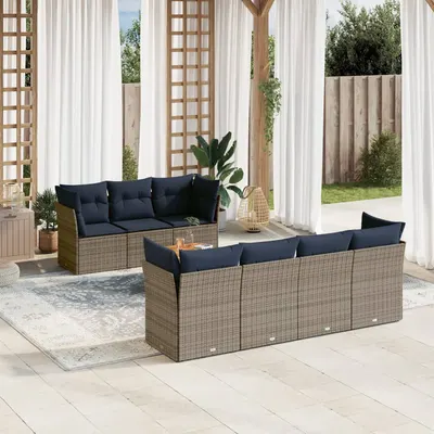 Gossi set canapele de gradina cu perne, 8 piese, gri, poliratan