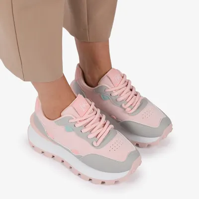 Sneakers din Piele Ecologica si Textil Crl1514 Roz