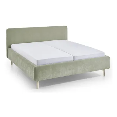 Pat matrimonial verde deschis tapițat cu somieră 180x200 cm Mattis – Meise Möbel