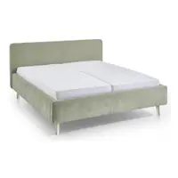Pat matrimonial verde deschis tapițat cu somieră 180x200 cm Mattis – Meise Möbel