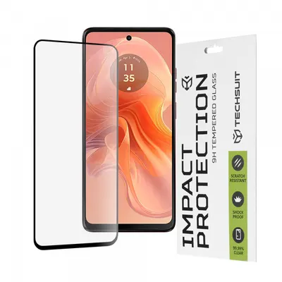 Folie de protectie Ecran Techsuit pentru Motorola Moto G04s / E14 / G24 Power / G04 / G24, Sticla Securizata, Full Glue, 111D, Neagra