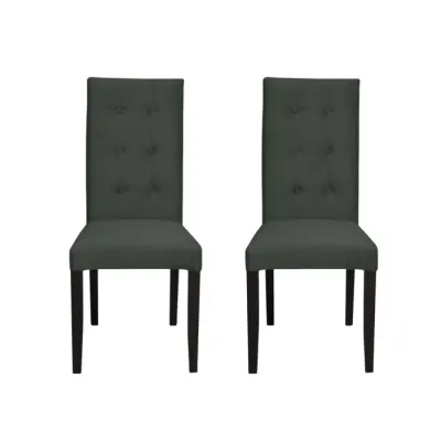 Set 2 scaune living TEO LUX, picioare lemn wenge, stofa gri inchis, 46x60x98 cm