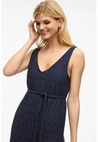 Rochie midi din dantela sangallo - Albastru ultramarin