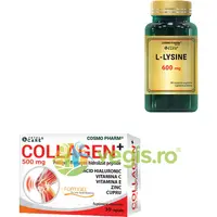 Pachet Colagen Hidrolizat Peptide (Collagen+Fortigel ® B) 500mg 30cps + L-Lysine 600mg 30cps vegetale