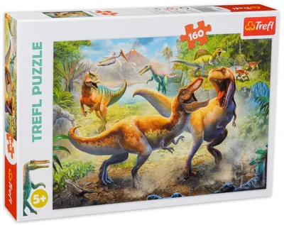 Puzzle Trefl din 160 de piese - Lupta tiranosaurilor