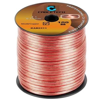 Cablu transparent pentru difuzor, cupru, 2 x 0.75 mm2, rola 100m KAB0311
