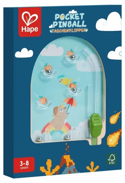 Jucărie din lemn Hape - Pinball de buzunar, sortiment