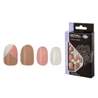 Set 24 Unghii False ROYAL Glue-On Nail Tips, Iced Latte, Adeziv Inclus 2 g