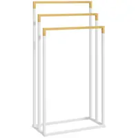 kleankin Suport pentru Prosoape din Bambus și Oțel cu Design Independent, 45x22.5x86 cm, Alb | Aosom Romania