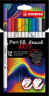Pixuri marcatoare Stabilo Arty - Pen 68 Brush, 12 culori