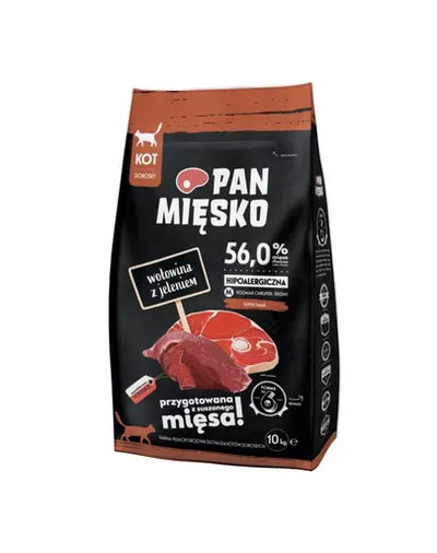 PAN MIĘSKO Sac de hrană pentru pisici, vită cu căprioară M 10 kg